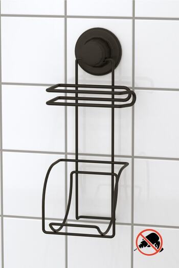 Teknotel No Drilling Screw Drill! Vacuum Refill Toilet Paper Holder Matte Black Dm282