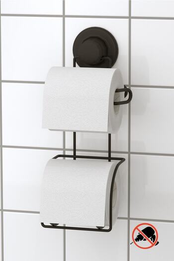 Teknotel No Drilling Screw Drill! Vacuum Refill Toilet Paper Holder Matte Black Dm282