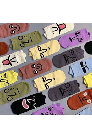çorapmanya 7' Women's Funny Socks with Face Expression Multicolor