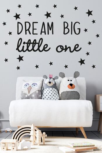 Tilki Dünyası Dream Big Little One White Baby and Kids Room Sticker