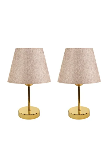 Bysay Fiesta Fiesta Best Metal Leg Double Lampshade Table Lamp - Gold (dried rose)