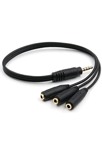 Alfais 4300 Kulaklık Mikrofon Çoklayıcı 3 Port 3.5mm Splitter Çevirici Dönüştürücü Adaptör