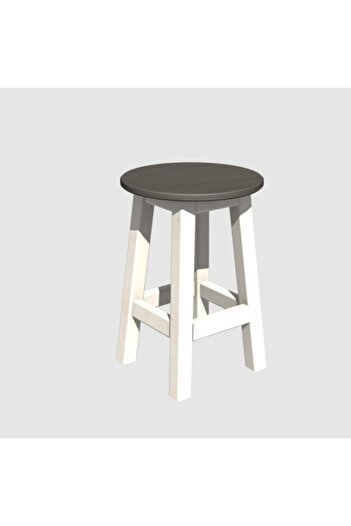 Arbre Ahşap Tabure, 45 Cm ( Beyaz Iskelet ) Renkli Tablalı