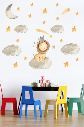 Tilki Dünyası The Lion King Above the Clouds, Stars Gray Clouds Kids Room Sticker