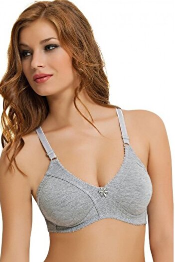 NBB Women's Gray Minimizer Combed Cotton Gathering Bra New Season