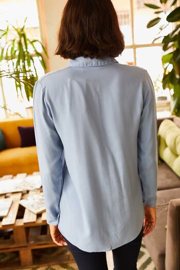 Olalook Dámská baby blue tkaná viskózová košile Regular Fit GML-19000697