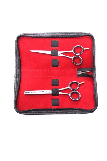 Solingen Silver Color Hairdresser Scissors and Efile Bag Set