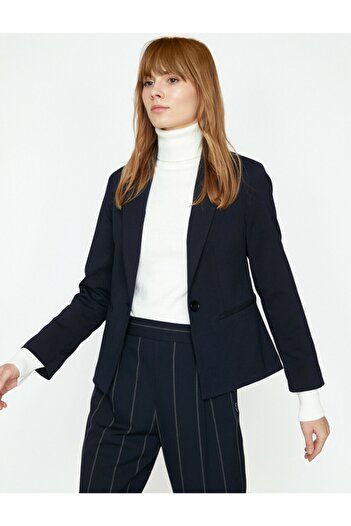 Koton Women's Navy Blue Classic Collar Jacket 9KAK52722UW