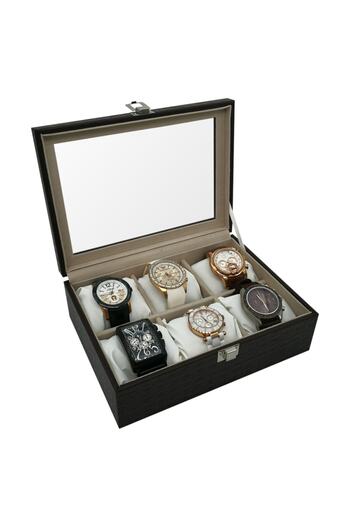 STAND MARKET Watch Box 6 Pieces Crocodile Brown