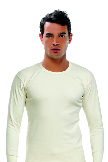 GÜMÜŞ Men's Ecru 100% Cotton Interlock Undershirt Undershirt