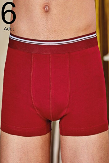Berrak Men's Claret Red 6 Pack Lycra Boxers