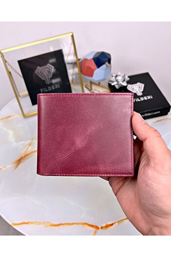 Fil Deri Men's Wallet Genuine Leather with Coin Compartment and Zipper