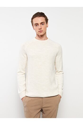 LC Waikiki Crew Neck Long Sleeve Self Patterned Men's Knitwear Sweater