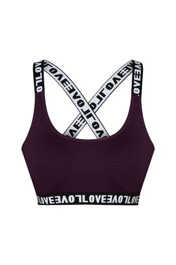 HNX Purple Love Elastic Cross Strap Sports Bra