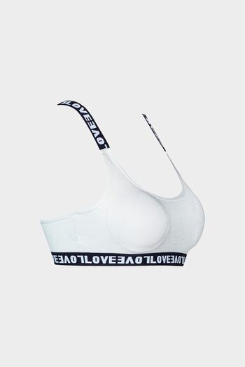 HNX White Love Elastic Cross Strap Sports Bra