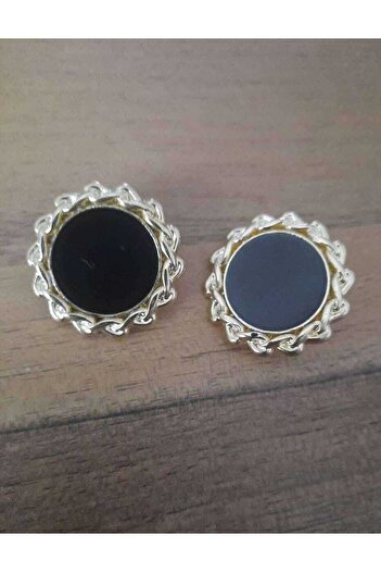 İMREN AKSESUAR Black Mineli Gold Coated Metal Button 2.5 Cm 1 Pack 4 Pieces