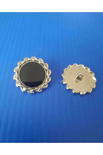 İMREN AKSESUAR Black Enameled Nickel Free Strap Coated Metal Button 2.5 cm 1 Pack 4 Pieces