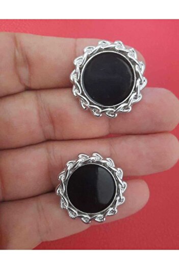 İMREN AKSESUAR Black Enameled Nickel Free Strap Coated Metal Button 2.5 cm 1 Pack 4 Pieces