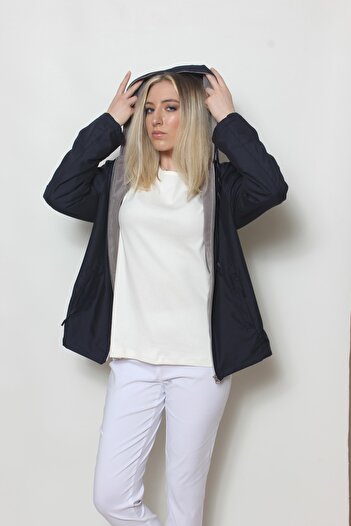 Cottoncool Women's Navy Blue Fleece Coat