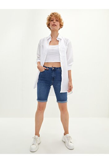 LC Waikiki High Waist Pocket Detailed Women's Rodeo Jean Shorts