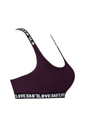 HNX Purple Love Elastic Cross Strap Sports Bra