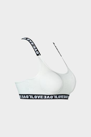 HNX Ecru Love Elastic Cross Strap Sports Bra