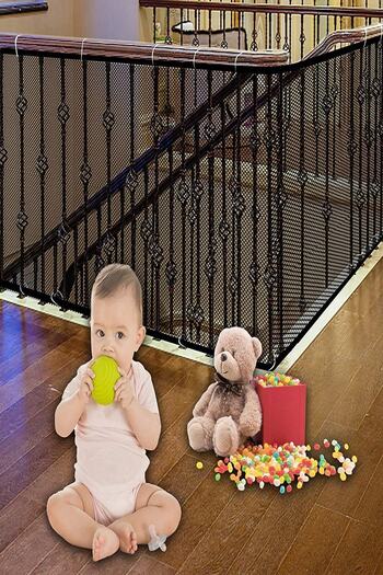 MasterCar Black Safety Door Children's Baby Stairs and Balcony Net Children's Safety Net Crib Circumference Net