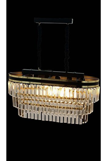 MATMAZEL AKSESUAR Avizade Şeritli 70x30 Cm Lik Kristal Taşlı Lüks Avize