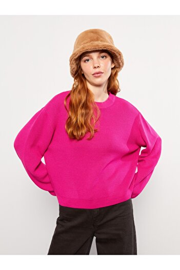 LC Waikiki Women's Knitwear Sweater - Crew Neck, Solid Long Sleeve