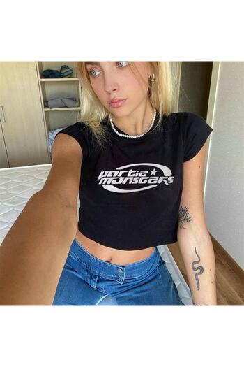 Touz Partie Monsters Printed Black Crop