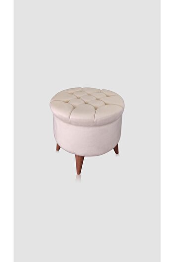 vavonni Retro Ayaklı Puf Kapitone Puf Dekoratif Silindir Puf Dekoratif Yuvarlak Puf Rustik Bench