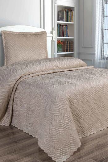 Karaca Home Lamia Gold Velvet Single Bedspread