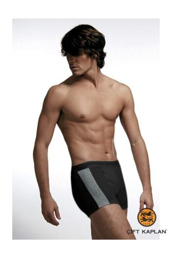 Çift Kaplan Men's Black 3-Piece Elastane Piping Boxer 850