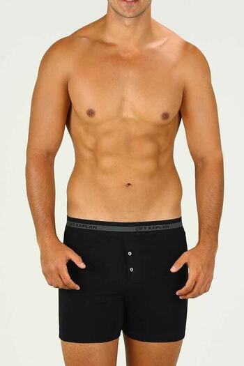 Çift Kaplan Ανδρικό Black Elastane Boxer 880