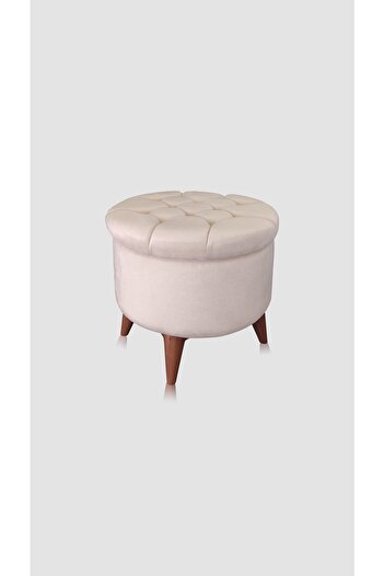 vavonni Retro Ayaklı Puf Kapitone Puf Dekoratif Silindir Puf Dekoratif Yuvarlak Puf Rustik Bench