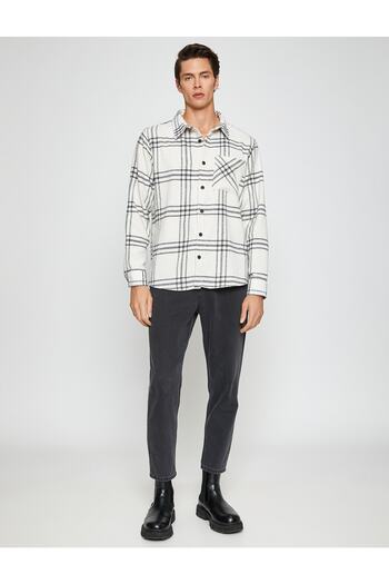 Koton Plaid Lumberjack Shirt Classic Collar with Pocket Detail