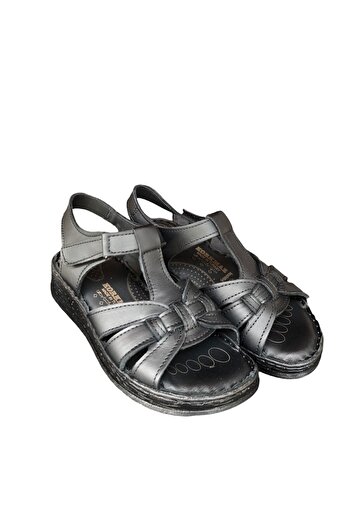 KORKMAZ Women's Flat Sole Genuine Leather Sandals