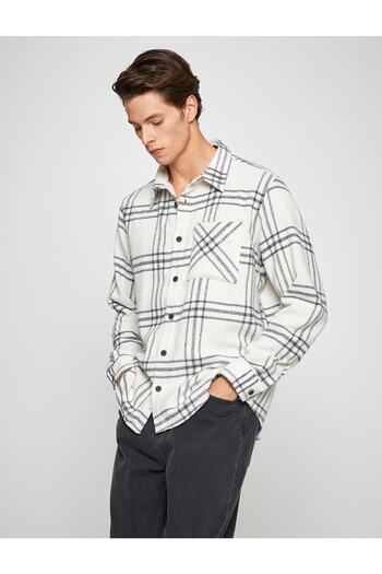 Koton Plaid Lumberjack Shirt Classic Collar with Pocket Detail