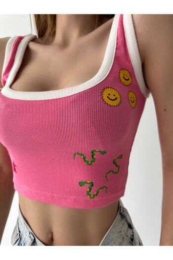 Quzu Women's Print Detailed Crop