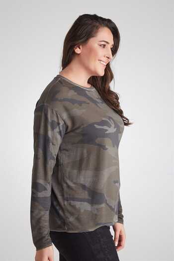 Seamoda Women's Camouflage Pattern Oil Wash Sweat Anthracite-Bb PRA-236355-446550