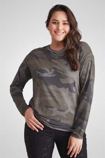 Seamoda Women's Camouflage Pattern Oil Wash Sweat Anthracite-Bb PRA-236355-446550