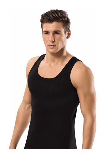 Dagi Men's Black 6-Piece Combed Cotton Luxury Sleeveless Undershirt 100% Cotton