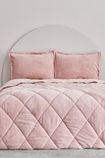 Sarah Anderson Cornelia Sherpa Çift Kişilik Comfort Set Pudra