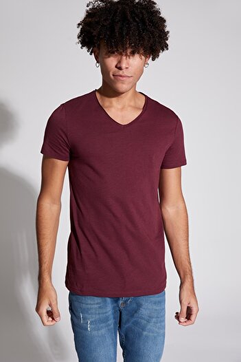 DeFacto Slim Fit V-Neck Basic Short Sleeve T-Shirt