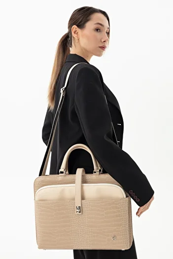 Sevinç Çanta Morca Women's Briefcase Laptop Bag Ecru