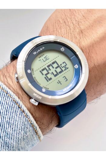 Jaga Silicone Cord Digital Men's Wristwatch with Waterproof Chronometer