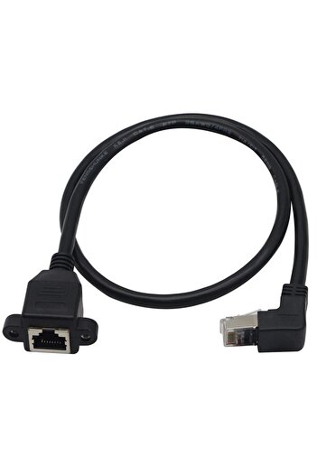 Alfais 4350 Rj45 Dişi Erkek Uzatma 0.5m Dirsek 90 Derece Panel Tipi Cat6 Montaj Kablosu