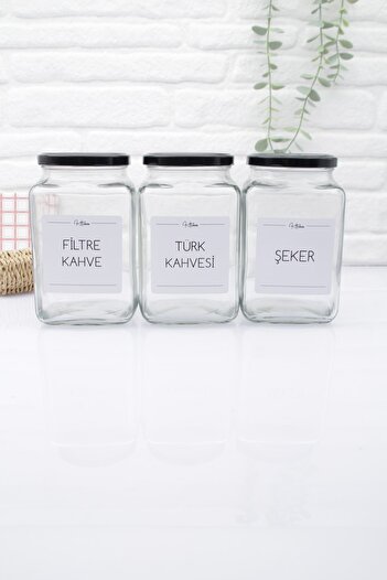 zezedesing Black Lid Glass Turkish Coffee-filter Coffee-sugar Storage Jar 1000ml