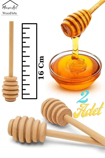 MaisonArt Mini 2 Pieces Wooden Honey Spoon| Handmade Honey Stick