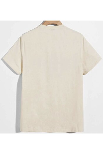 BYMEER Μπλουζάκι Unisex Beige Nasa Astronaut Printed Cotton Crew Neck Oversize
